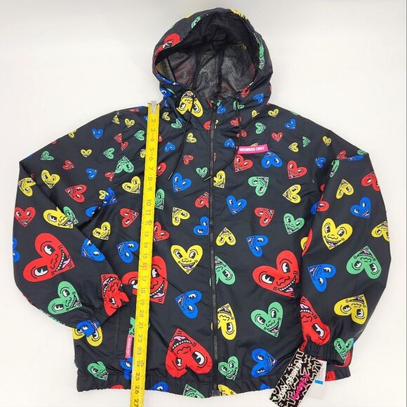 Members Only Keith Haring Heart Windbreaker Womens XL Kidcore Retro 90s Style - Picture 9 of 12